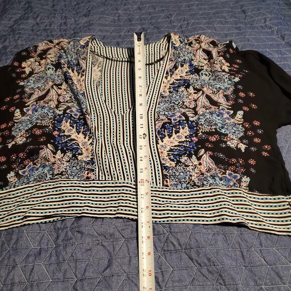 Free People Size S Mix N Match Blouse Black Combo Dark Floral Boho Oversized - Picture 9 of 9